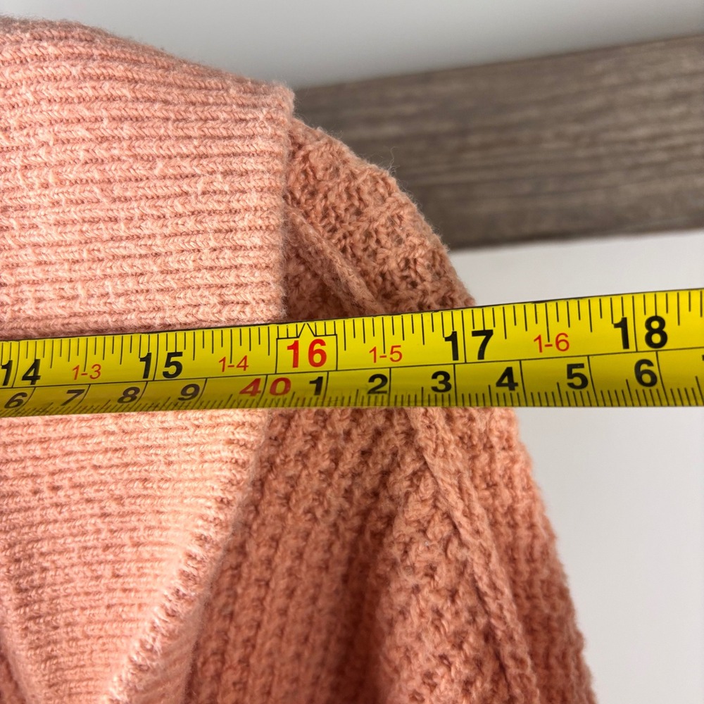Aerie Waffle Knit Hoodie Pullover Peach Oversized V Neck Sweater - Picture 11 of 12